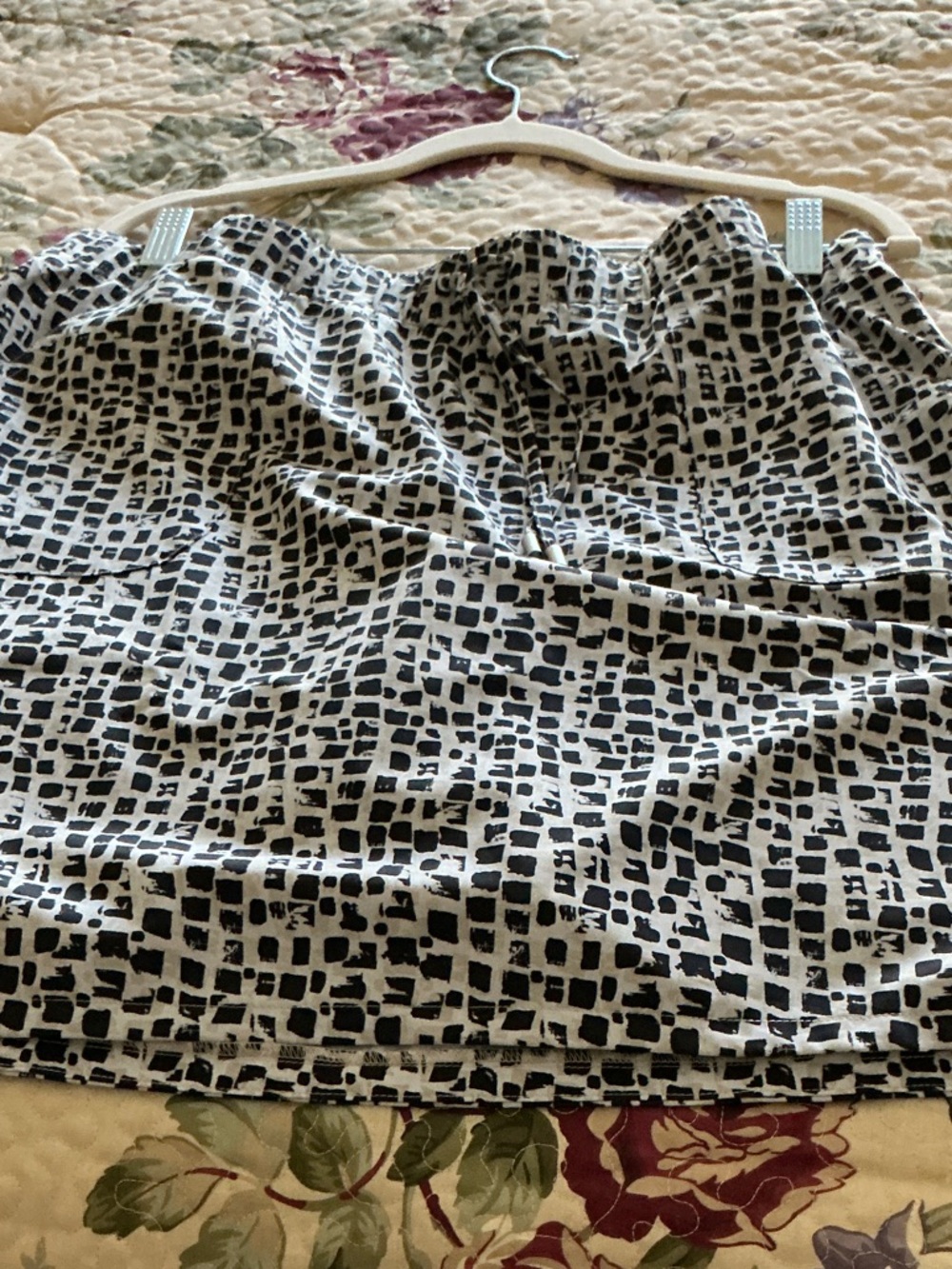 Chico's Black and White Mini Skirt with Geometric Print